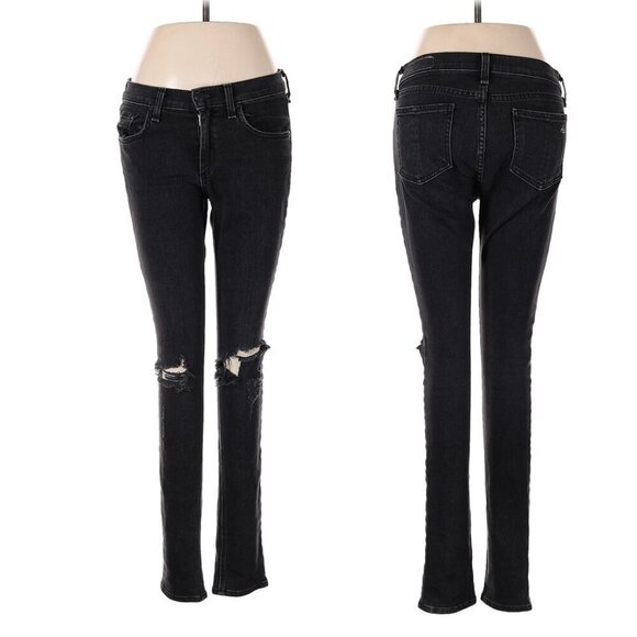 Rag & Bone Black Skinny Rock Holes Distressed Jeans - Picture 2 of 6